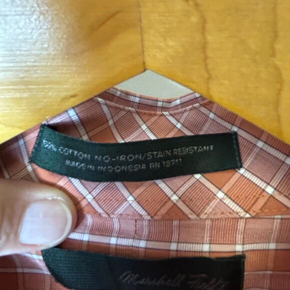 Vintage Marshall Fields Terracotta Check LS Button-Down Shirt Size 16.5 36-37 - Picture 5 of 10